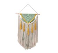 BMIDRUT Tapisserie murale en macramé faite à la main pour chambre à coucher, salon, appartement, dortoir, galerie - 45 x 70 cm (Vert)