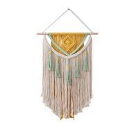 BMIDRUT Tapisserie murale en macramé faite à la main pour chambre à coucher, salon, appartement, dortoir, galerie - 45 x 70 cm (Jaune)