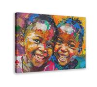 BMIQWAHG Impression sur toile « Children of Colorful Africa » - Décoration murale pour salon, chambre à coucher - 30 x 45 cm