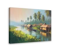 BMIQWAHG Impression sur toile de paysage du Kerala - Décoration murale pour salon, chambre à coucher - 40 x 60 cm