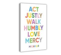 BMIQWAHG Impression sur toile « Do Justice, Show Mercy, And Be Humble » - Décoration murale pour salon, chambre à coucher - 30 x 45 cm