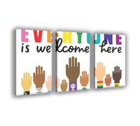 BMIQWAHG Impression sur toile « Equality Everyone Is Welcome Here » - Décoration murale pour salon, chambre à coucher - 50 x 75 cm