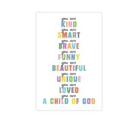 BMIQWAHG Poster sur toile « I Am A Child of God, Positive And Affirming » - Décoration pour chambre à coucher, bureau, chambre - Cadeau - 60 x 90 cm