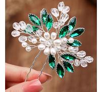 Bmirth Peigne à cheveux de mariage avec perles et strass - Accessoires de cheveux en cristal (peigne à cheveux bleu)