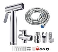 BMK Kit de douchette de bidet en acier inoxydable pour WC - Douche hygiénique avec valve G1/2" et adaptateur G3/8" pour l'Allemagne - Vaporisateur de douche et de couches avec tuyau de 1,2 m, montage