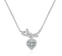 BMKGODN Collier avec pendentif en moissanite for femme, 1 carat, coupe cœur, couleur D, VVS1, argent sterling, collier diamant, certificat