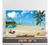 BMKGODN Couverture De Protection D'écran TV, Anti-poussière D'impression Plage Bord Mer imperméable Tissu Poussière for L'écran Incurvé Bureau Fixé Au Mur, Couleur: B(C,37 39in(93x60cm))