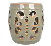 BMKGODN Grand Tabouret de Tambour en céramique Creux, canapé Salon, Chaise d'étude, décoration Table Chevet(White)