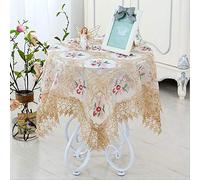 BMKGODN Housse de Table brodée, nappes en Dentelle Anti-poussière, Nappe rectangulaire macramé Floral, Serviette Lavable for Basse, Chevet(A,Diameter180cm(71inch))