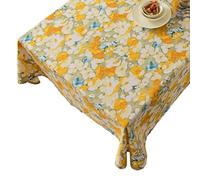 BMKGODN Nappe imprimée Florale Jaune, Couverture de Table en Coton Artistique Moderne et élégante for la décoration Meubles à Manger Maison rectangulaire carrée(140x180cm)