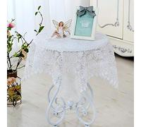 BMKGODN Nappes brodées, Couverture de Table Florale en Dentelle, Nappe rectangulaire macramé, Serviette Ronde Anti-poussière for fête Mariage(A,Diameter180cm(71inch))