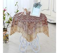 BMKGODN Nappes brodées, Couverture de Table Florale en Dentelle, Nappe rectangulaire macramé, Serviette Ronde Anti-poussière for fête Mariage(C,110x110cm(43x43inch))