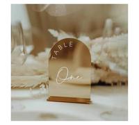 BMKGODN Numéros de Table en Miroir doré, signalisation Mariage, décoration - avec Support(Whtie Text,Table One Fifteen)