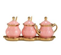 BMKGODN pot à épices, Ensemble de pots à condiments en céramique avec couvercle, récipient assaisonnement, pot épices, ensemble d'organisation for sel, poivre, sucre(C)