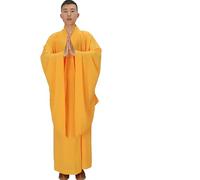 BMKGODN Vêtements bouddhistes d'été quatre saisons, longue robe de méditation bouddhiste zen maître(Yellow,38)