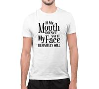 BMKP7712ER If My Mouth Doesn't Say It Then My Face Will Unisex T-Shirt Manches Courtes(X-Large)