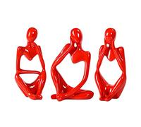 BMLCGJ Statue de penseur dorée - Sculpture d'art Abstrait - Figurines de Collection en résine dorée pour décoration de Maison, Salon, Bureau, étagère - Excellente idée Cadeau (Rouge)