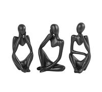 BMLCGJ Statue de penseur dorée - Sculpture d'art abstrait - Figurines de collection en résine dorée pour la maison, le salon, le bureau, une étagère, excellente idée cadeau (noir)
