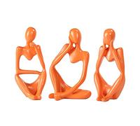 BMLCGJ Statue de penseur, sculpture d'art abstrait en résine dorée, figurine de collection pour décorer le salon, le bureau ou les étagères, excellente idée cadeau, orange