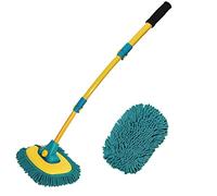 BMLEI Brosse de Lavage de Voiture avec Long Manche, kit de Lavage de Voiture en Microfibre, Gant de Lavage de Voiture avec 1 tête de Rechange, kit de Nettoyage pour Voitures et camions Vert