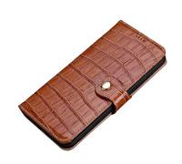 BMLLQSS Étui portefeuille en cuir véritable à motif crocodile pour iPhone 15/15 Plus/15 Pro/15 Pro Max avec fente pour cartes, support, rabat magnétique et anti-chute (bleu, 15 Pro), marron, 15Pro