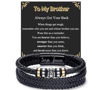 BMMYE Bracelets en cuir - Cadeau pour fils, mari, papa, frère - Bracelets en cuir durable avec fermoir - Cadeau idéal pour la fête des pères, Noël, la Saint-Valentin, 21cm, Cuir Acier inoxydable, Pas