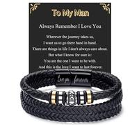 BMMYE Bracelets en cuir - Cadeau pour fils, mari, papa, frère - Bracelets en cuir durable avec fermoir - Cadeau idéal pour la fête des pères, Noël, la Saint-Valentin, 21cm, Cuir Acier inoxydable, Pas