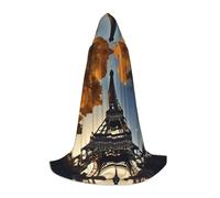 bmnaswt Belle cape à capuche imprimée Tour Eiffel Paris, rehaussez votre look festif, grande capuche et nœud papillon, pour Halloween/cosplay