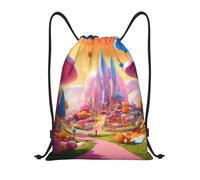 bmnaswt Candy Land Sac à dos pliable avec cordon de serrage pour la plage, la randonnée, la gym et les courses quotidiennes, Noir , S, Sac à dos de voyage