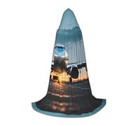 bmnaswt Cape à capuche imprimée avion dans le soir, rehaussez votre look festif, grande capuche et nœud papillon, pour Halloween/cosplay