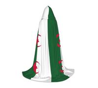 bmnaswt Cape à capuche imprimée drapeau de l'Algérie, rehaussez votre look festif, grande capuche et nœud papillon, pour Halloween/cosplay
