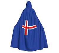 bmnaswt Cape à capuche imprimée drapeau de l'Islande pour adulte, idéale pour cosplay, fêtes et plus encore