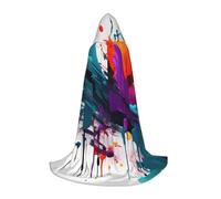 bmnaswt Cape à capuche imprimée éclaboussures de peinture, rehaussez votre look festif, grande capuche et nœud papillon, pour Halloween/cosplay