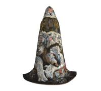 bmnaswt Cape à capuche imprimée koala endormi, rehaussez votre look festif, grande capuche et nœud papillon, pour Halloween/cosplay