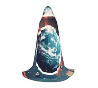 bmnaswt Cape à capuche imprimée planète spatiale, rehaussez votre look festif, grande capuche et nœud papillon, pour Halloween/cosplay