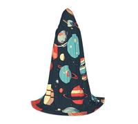 bmnaswt Cape à capuche imprimée planète spatiale, rehaussez votre look festif, grande capuche et nœud papillon, pour Halloween/cosplay