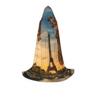 bmnaswt Cape à capuche imprimée Tour Eiffel Paris automne, rehaussez votre look festif, grande capuche et nœud papillon, pour Halloween/cosplay