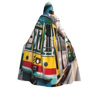 bmnaswt Cape à capuche pour adulte avec imprimé de tramway de Lisbonne, longue cape pour cosplay, fête