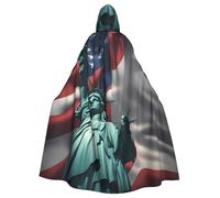 bmnaswt Cape à capuche unisexe pour adulte avec imprimé drapeau Statue de la Liberté pour cosplay, fête