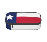 bmnaswt Grande trousse à crayons imprimée drapeau du Texas, sac de rangement à fermeture éclair avec poche en maille et emplacements pour stylos