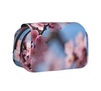 bmnaswt Magnifique trousse à stylos double clapet avec imprimé fleurs de cerisier, pochette en tissu Oxford avec poches zippées, cadeau idéal