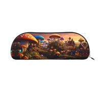 bmnaswt Pochette de rangement à imprimé champignon magique, pochette à fermeture éclair à grain croisé, élégante trousse de papeterie portable, doré, taille unique, valise