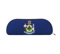 bmnaswt Pochette de rangement imprimée drapeau de l'État du Maine, pochette à fermeture éclair, élégante et portable, argent, taille unique, valise