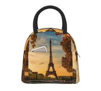 bmnaswt Sac à déjeuner isotherme avec poche avant et fermeture éclair Motif Tour Eiffel Paris automne