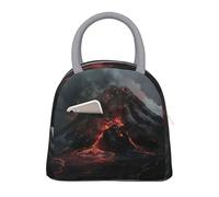 bmnaswt Sac à déjeuner isotherme avec poche avant et fermeture éclair Motif volcano