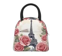 bmnaswt Sac à déjeuner isotherme avec poche avant, motif Tour Eiffel, rose