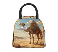 bmnaswt Sac à déjeuner isotherme avec poche avant, sac à déjeuner isotherme avec fermeture éclair, sable du désert et camel