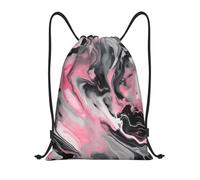 bmnaswt Sac à dos pliable avec cordon de serrage, encre abstraite rose, marbre, gris, pour la plage, la randonnée, la gym et les courses quotidiennes, Noir , M, Sac à dos de voyage
