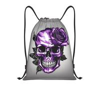 bmnaswt Sac à dos pliable avec cordon de serrage et imprimé tête de mort pour la plage, la randonnée, la gym et les courses quotidiennes, Noir , S, Sac à dos de voyage
