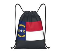 bmnaswt Sac à dos pliable avec cordon de serrage imprimé drapeau de la Caroline du Nord pour la plage, la randonnée, la gym et les courses quotidiennes, Noir , M, Sac à dos de voyage